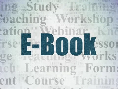 Learning concept: E-Book on Digital Paper background Illustrazione stock