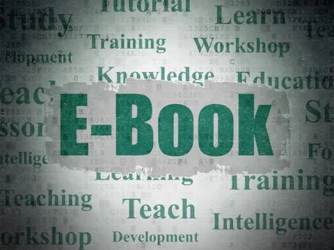 Learning concept: E-Book on Digital Data Paper background 스톡 일러스트
