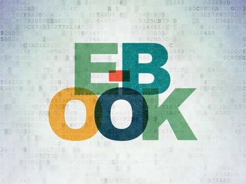 Learning concept: E-Book on Digital Data Paper background 스톡 일러스트