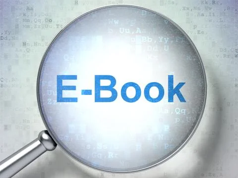 Learning concept: E-Book with optical glass Stock Illustration