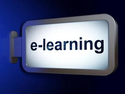 Learning concept: E-learning on billboard background Stockillustratie