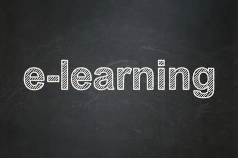 Learning concept: E-learning on chalkboard background Illustrazione stock