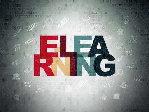 Learning concept: E-learning on Digital Paper background Illustrazione stock