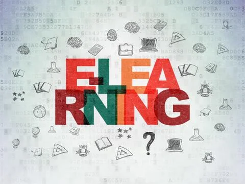 Learning concept: E-learning on Digital Data Paper background Stock Illustration