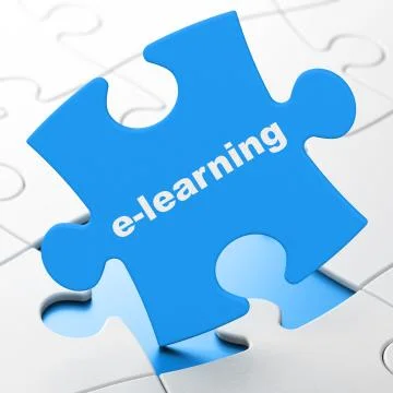 Learning concept: E-learning on puzzle background Stock Illustration