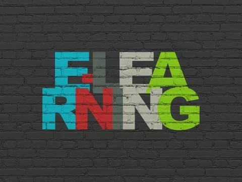 Learning concept: E-learning on wall background 스톡 일러스트