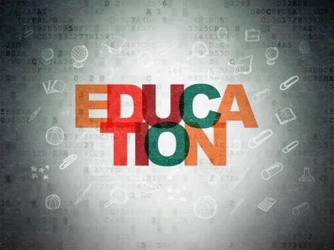 Learning concept: Education on Digital Paper background 库存插图