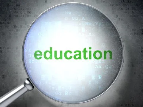 Learning concept: Education with optical glass Stock Illustration