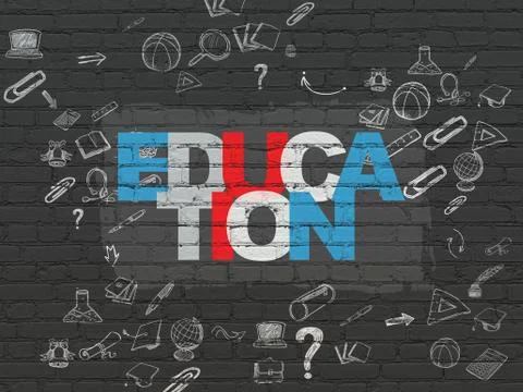 Learning concept: Education on wall background Stock Illustration