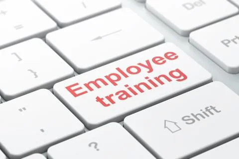 Learning concept: Employee Training on computer keyboard background Illustrazione stock