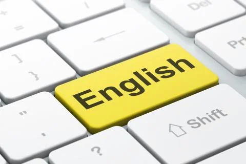 Learning concept: English on computer keyboard background Illustrazione stock