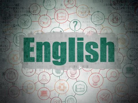 Learning concept: English on Digital Data Paper background 스톡 일러스트