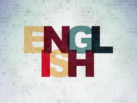 Learning concept: English on Digital Data Paper background 스톡 일러스트