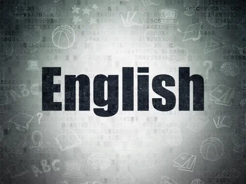 Learning concept: English on Digital Data Paper background 스톡 일러스트