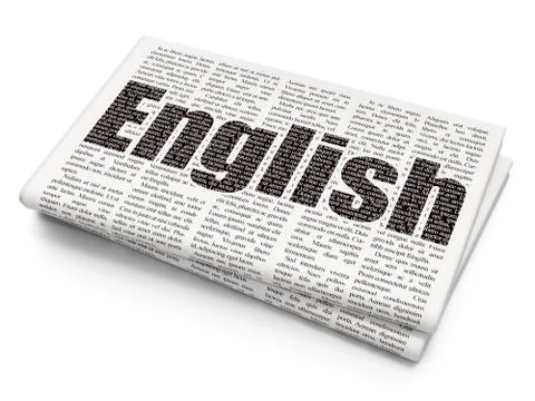 Learning concept: English on Newspaper background Stock Illustration