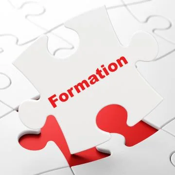 Learning concept: Formation on puzzle background Illustrazione stock