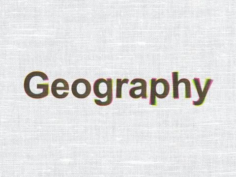 Learning concept: Geography on fabric texture background Illustrazione stock