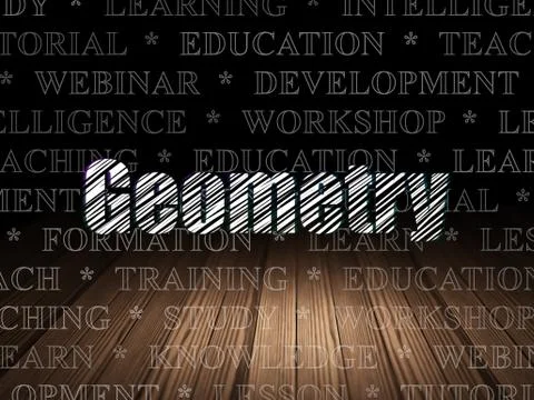 Learning concept: Geometry in grunge dark room Stock Illustration