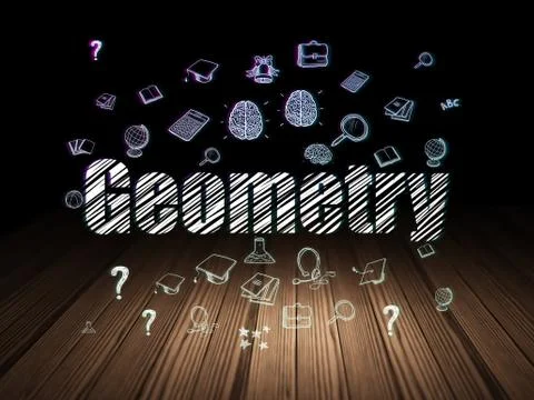 Learning concept: Geometry in grunge dark room Stock Illustration