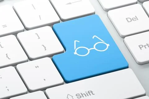 Learning concept: Glasses on computer keyboard background Stock Illustration