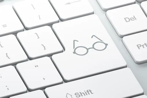 Learning concept: Glasses on computer keyboard background 스톡 일러스트
