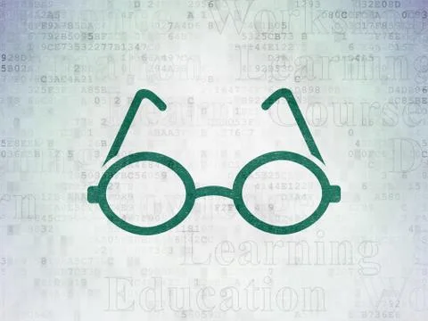 Learning concept: Glasses on Digital Data Paper background 스톡 일러스트