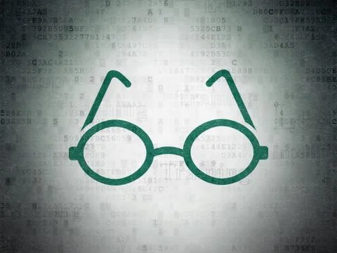 Learning concept: Glasses on Digital Data Paper background Illustrazione stock
