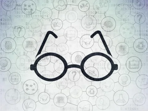 Learning concept: Glasses on Digital Data Paper background Stock Illustration