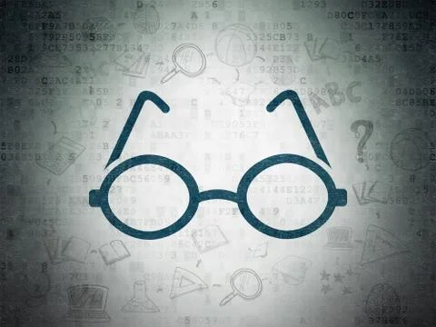 Learning concept: Glasses on Digital Data Paper background Illustrazione stock