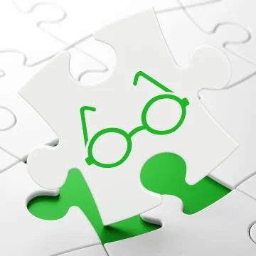 Learning concept: Glasses on puzzle background 스톡 일러스트