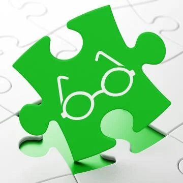 Learning concept: Glasses on puzzle background Illustration