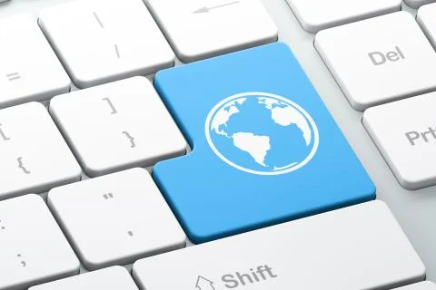 Learning concept: Globe on computer keyboard background Stock Illustration