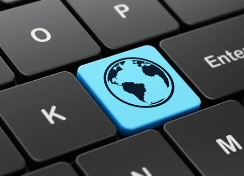 Learning concept: Globe on computer keyboard background Illustrazione stock