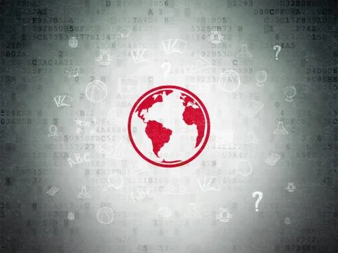 Learning concept: Globe on Digital Data Paper background Illustrazione stock