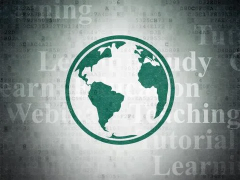 Learning concept: Globe on Digital Data Paper background Illustrazione stock