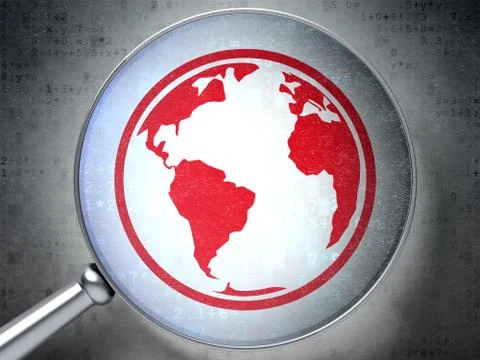 Learning concept: Globe with optical glass on digital background イラスト素材