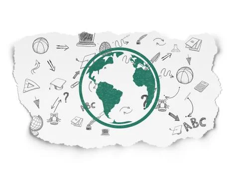 Learning concept: Globe on Torn Paper background Ilustración de archivo