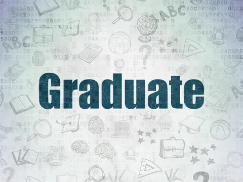 Learning concept: Graduate on Digital Data Paper background 스톡 일러스트