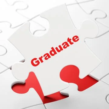 Learning concept: Graduate on puzzle background 스톡 일러스트