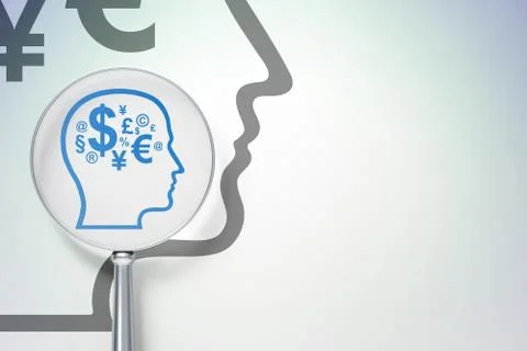 Learning concept:  Head With Finance Symbol with optical glass on digital イラスト素材