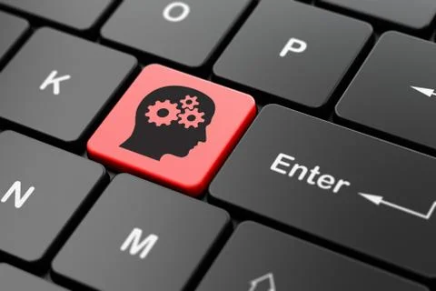 Learning concept: Head With Gears on computer keyboard background 스톡 일러스트