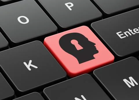 Learning concept: Head With Keyhole on computer keyboard background 스톡 일러스트