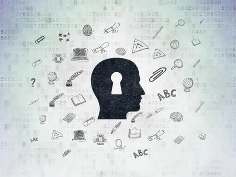 Learning concept: Head With Keyhole on Digital Paper background Stockillustratie