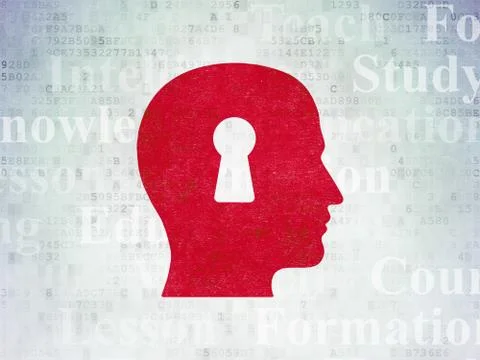 Learning concept: Head With Keyhole on Digital Data Paper background 스톡 일러스트