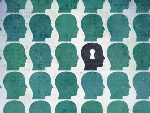 Learning concept: head with keyhole icon on Digital Paper background イラスト素材