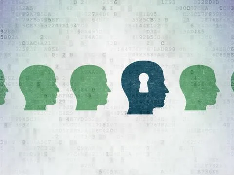 Learning concept: head with keyhole icon on Digital Paper background イラスト素材