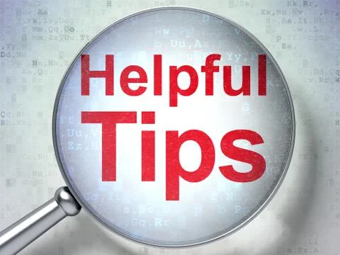 Learning concept: Helpful Tips with optical glass Illustrazione stock