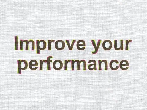 Learning concept: Improve Your Performance on fabric texture background Illustrazione stock