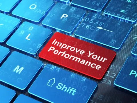 Learning concept: Improve Your Performance on computer keyboard background イラスト素材