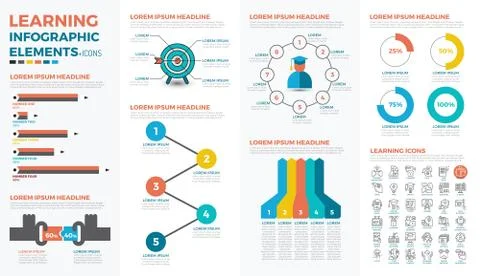 Learning concept infographic 스톡 일러스트